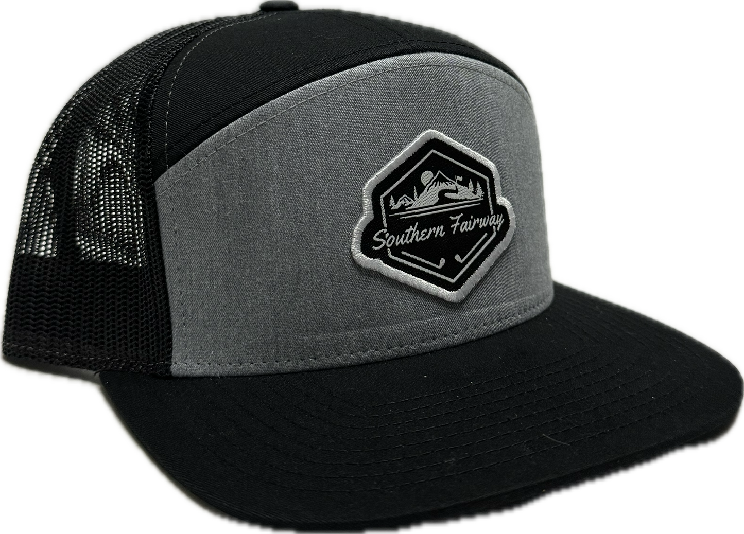 Off the Course 7 Panel Cap- Black/Grey